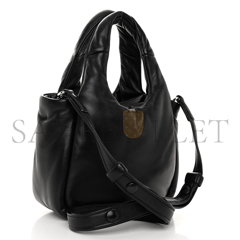 Pra*a nappa soft padded small double handled shoulder bag black 1ba359 (18*15.5*10cm)